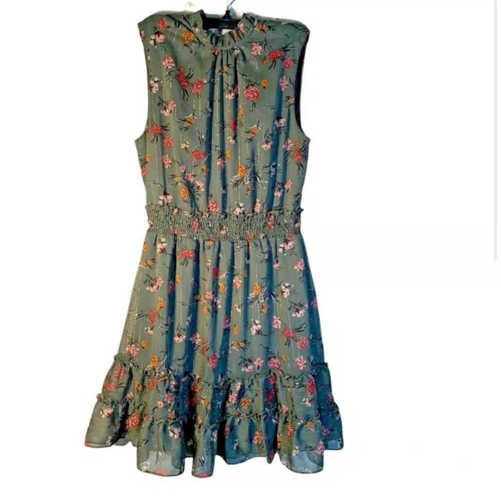 Anthropologie Drew Green Floral Dress